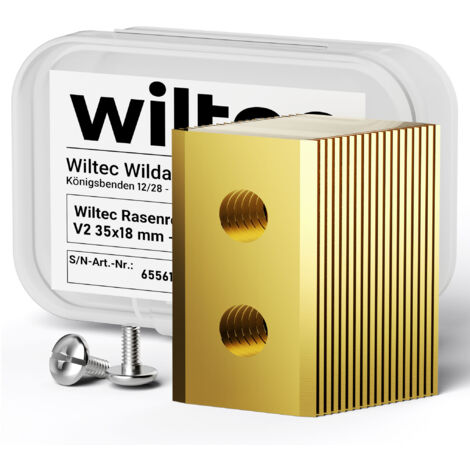 Wiltec Set lame di ricambio per robot rasaerba, in titanio V2 35 x 18 mm, spessore 0,75 mm, compatibile con Husqvarna, Luba