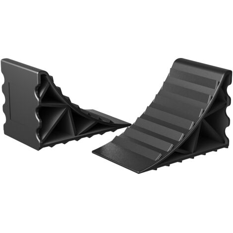 Wiltec Cunei fermaruota in plastica, 2 pezzi, portata 2 t/coppia, per auto, camper, roulotte e rimorchi, 14,8 x 8,9 x 9,8 cm, in HDPE antiscivolo