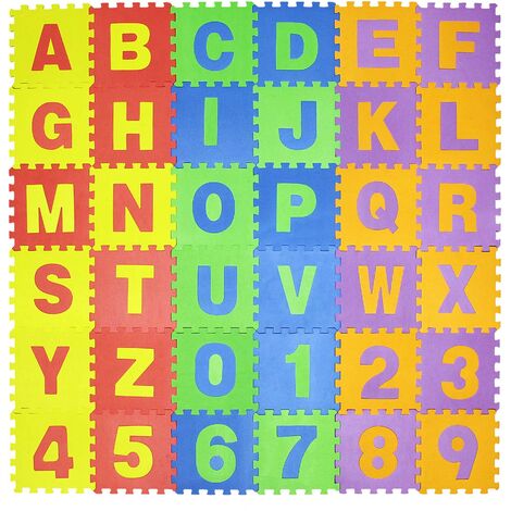 Tappeto puzzle per bambini di 3,2m² in EVA 86 pezzi con lettere e numeri
