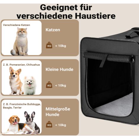 Trasportino Pieghevole Per Animali Wiltec - Taglia S 42x36x41cm, Nero Con Cuscino - Foto 3