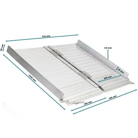 Rampa per sedie a rotelle, pieghevole e portatile, in alluminio 122cm max 270 kg