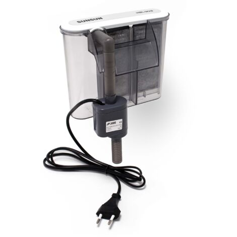 SunSun HBL-303 Filtro a zainetto per acquario Filtro hang on con carbone attivo e TNT inclusi 305 l/h max 40 litri
