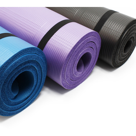 LUXTRI Tappetino per yoga pilates e fitness nero 190 x 100 x 1,5cm spesso e