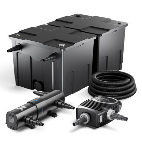 Set per laghetti fino a 60000l Filtro Chiarificatore UVC 36W Pompa 80W Tubo 25m