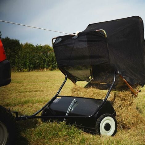 Wiltec Spazzatrice trainata da prato per trattorini 105cm di larghezza Ruote in gomma da 266x60mm