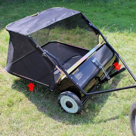 Wiltec Spazzatrice trainata da prato per trattorini 105cm di larghezza Ruote in gomma da 266x60mm