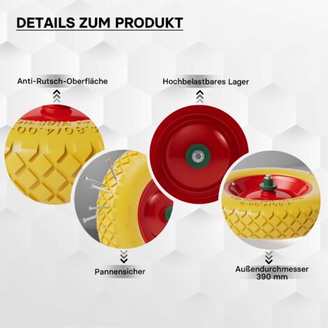 Ruota Per Carriola 4.00-8 Gialla - Antiforatura, Carico 160kg, Con Asse - Foto 8