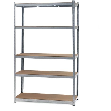 Wiltec Scaffale per carichi pesanti zincato 120x60x204cm Scaffale a incastro 5 ripiani 200kg/piano