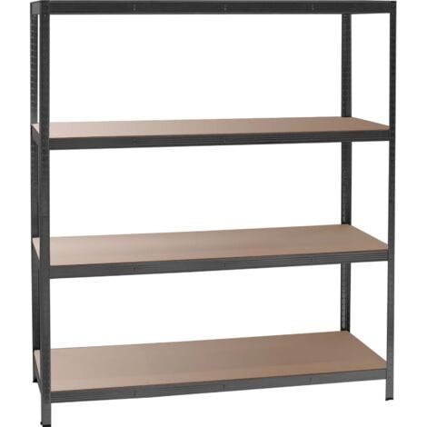 Wiltec Scaffale per carichi pesanti Nero 160x60x180cm Sistema a incastro 4 ripiani 175kg/piano
