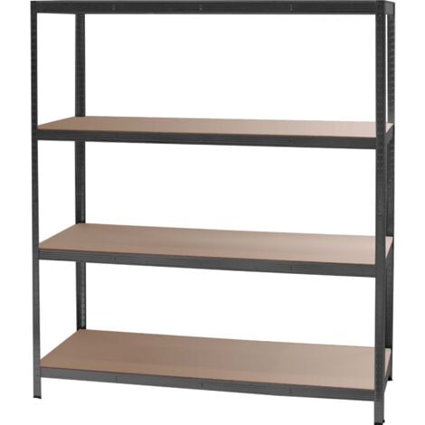 Wiltec Scaffale per carichi pesanti Nero 160x60x180cm Sistema a incastro 4 ripiani 175kg/piano