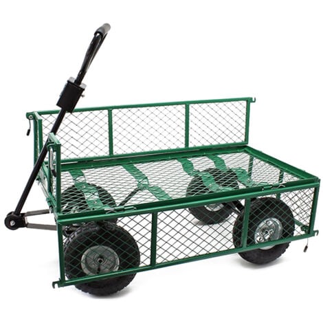 Wiltec Carrello da trasporto con sponde ribaltabili max 300 kg, incl.telone, per giardino campagna