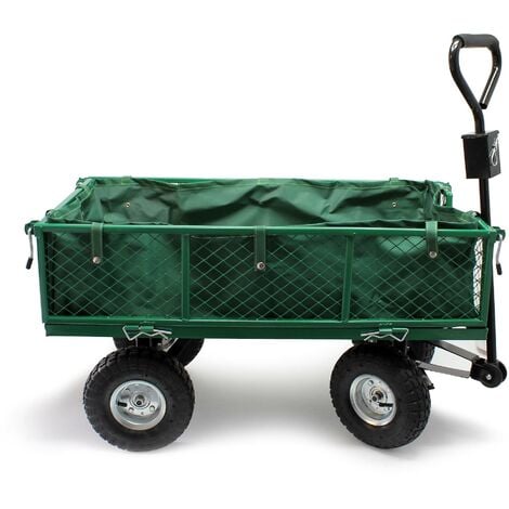 Wiltec Carrello da trasporto con sponde ribaltabili max 300 kg, incl.telone, per giardino campagna