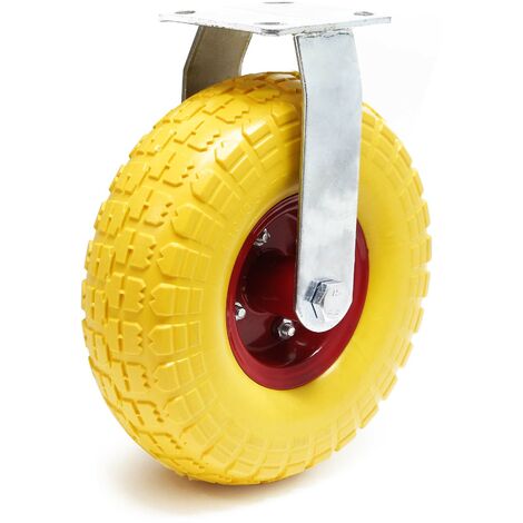 Wiltec Ruota fissa anti-foratura gialla 258x78mm max 150 kg con cerchio in metallo