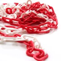 Lokatall Catena di sbarramento in plastica, 10Mx6mm, catena di avviso, colore rosso/bianco, catena di alta visibilità, catena di sicurezza per