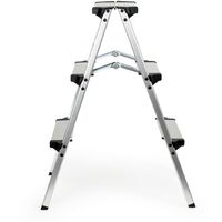 Scaletta Pieghevole In Alluminio Wiltec 2x3 Gradini - Portata 150 Kg, Antiscivolo, Altezza 73 Cm