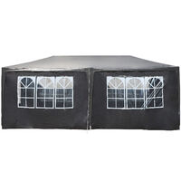 Toboli Gazebo 3 x 6 m in grigio con protezione UV 50+, tendone da giardino con pareti laterali avvolgibili, tenda da festa con finestre, ad esempio per terrazze e festival
