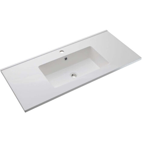 Lavabo da Incasso 101x46,5x2 cm in Resina TFTBianco Lucido (1/4)