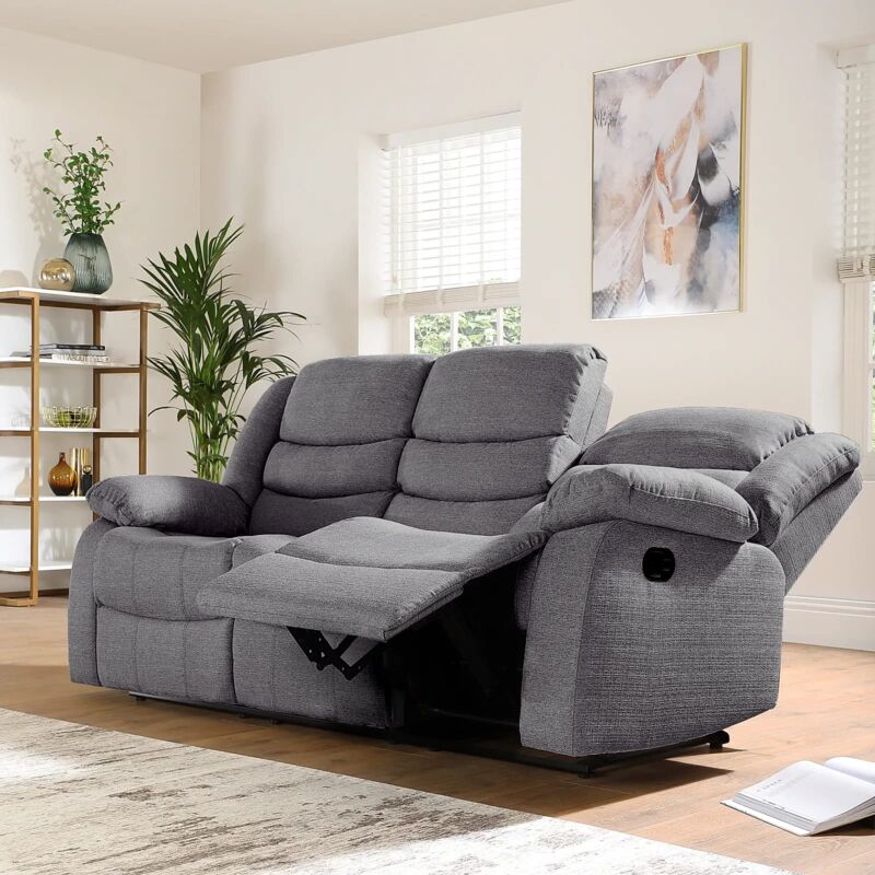HOMCOM Corner Sofa, Chaise Lounge Furniture, 3 Seater Couch with Ottoman L  Shaped Sofa Settee with Thick Padded Cushion for Living Room, Office, Light  Grey