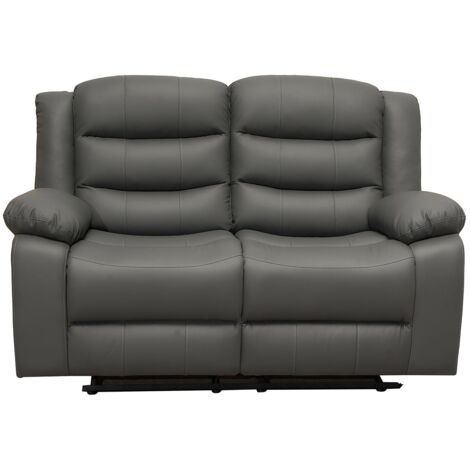 Roma Leather Recliner 2 Seater Sofa in Grey