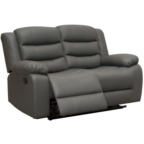 Roma Leather Recliner 2 Seater Sofa in Grey