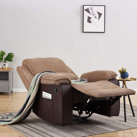 Postana Jumbo Cord Fabric Manual Recliner Armchair in Brown