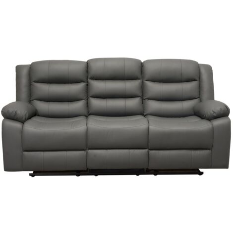 Roma Leather Recliner 3+2 Sofa Set with Cupholders in Grey