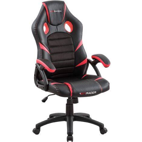 GTI RACER Nitro Gaming Chair. Office Desk Chair for Adults, Swivel Ergonomic Computer Chair, High Back Support Racing Chair (Red)