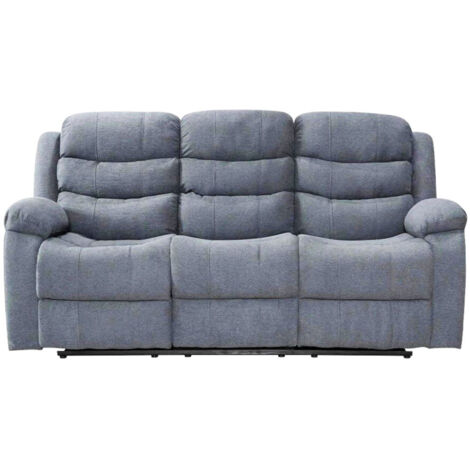 Roma Linen Fabric Recliner 3+2 Sofa Set with Cupholders in Grey