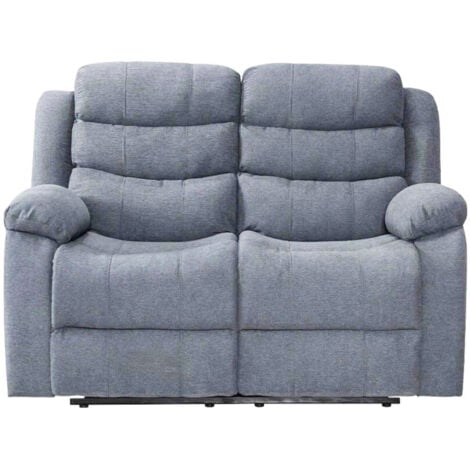 Roma Linen Fabric Recliner 3+2 Sofa Set with Cupholders in Grey