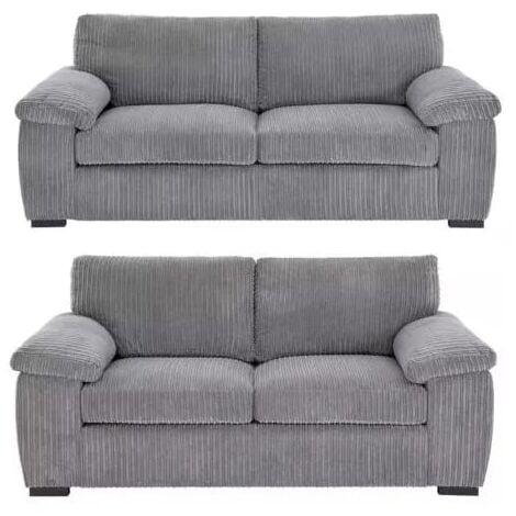 Collingdale Jumbo Cord Fabric 3+2 Sofa Set in Grey