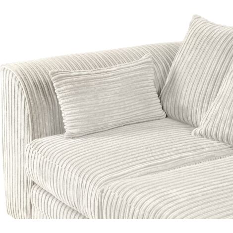 Dylan Jumbo Cord Fabric 4 Seater L-Shape Corner Sofa in Cream (Right Hand Corner)