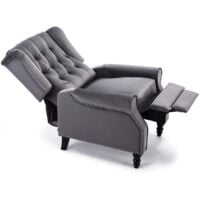 Luxury Life Althorpe Reclining Armchair Manual Push Back Recliner Small Sofa. Gaming Bedroom Armchair (Grey, Velvet) - Grey