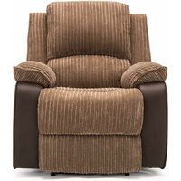 Luxury Life Postana Manual Armchair in Jumbo Cord Fabric Recliner Sofa Chair (Brown) - Brown