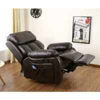 Luxury Life Chester Heated Leather Massage Recliner Chair. Sofa Lounge Gaming Home Armchair (Brown) - Brown