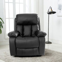 Luxury Life Chester Heated Leather Massage Recliner Chair. Sofa Lounge Gaming Home Armchair (Black)