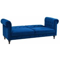 Tuscany 3 Seater Chesterfield Velvet Sofa Bed in Blue