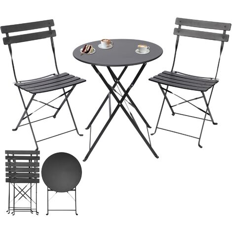 Albatros Bistroset 3-teilig Schwarz – Bistrotisch mit 2 Stühlen – klappbare Stühle und Tisch aus robustem Metall – optimal als Balkonmöbel Set oder Gartenmöbel in modernem Design