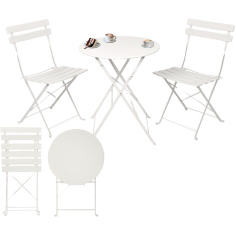 Albatros Bistroset 3-teilig Weiß – Bistrotisch mit 2 Stühlen – klappbare Stühle und Tisch aus robustem Metall – optimal als Balkonmöbel Set oder Gartenmöbel in modernem Design