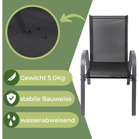 FANTASK 2er Set Gartenstühle - Stapelbare Terrassenstühle Mit Armlehnen, 150kg Belastbar