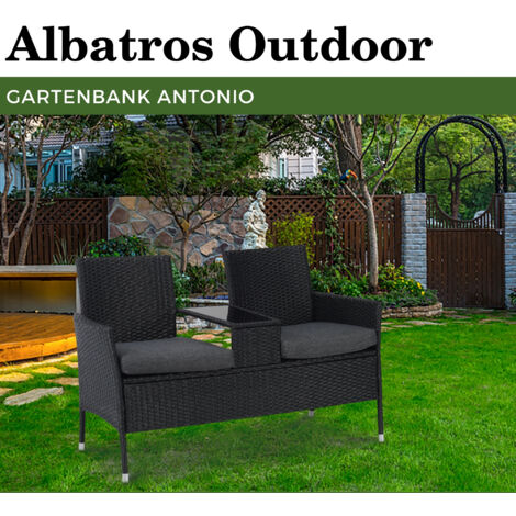 Panca Da Giardino Albatros Antonio - 2 Posti, Polyrattan, Con Vetro E Cuscini