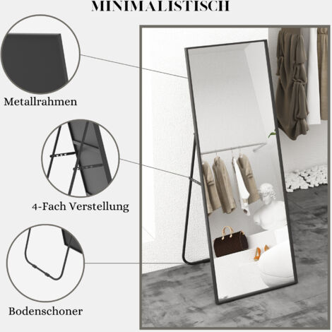 Albatros Ganzkörperspiegel –Rechteckig Spiegel mit schwarzem Rahmen - Standspiegel oder großer Wandspiegel im modernen Design, 140 x 50 cm groß – hochwertiges und nachhaltiges Glas