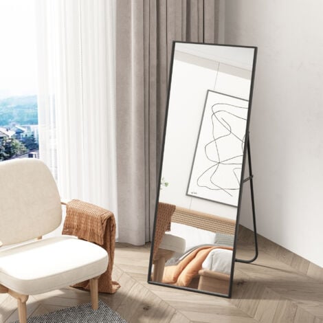 Albatros Ganzkörperspiegel –Rechteckig Spiegel mit schwarzem Rahmen - Standspiegel oder großer Wandspiegel im modernen Design, 140 x 50 cm groß – hochwertiges und nachhaltiges Glas
