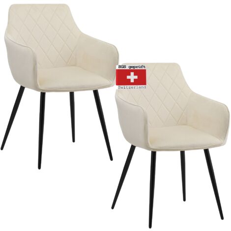 ALBATROS Esszimmerstühle 2er Set SALO, Beige - Modern und Stilvoll, bequemer Polsterstuhl - Eleganter Küchenstuhl, Stuhl Esszimmer oder Esstisch Stuhl im Retro-Look (1/5)