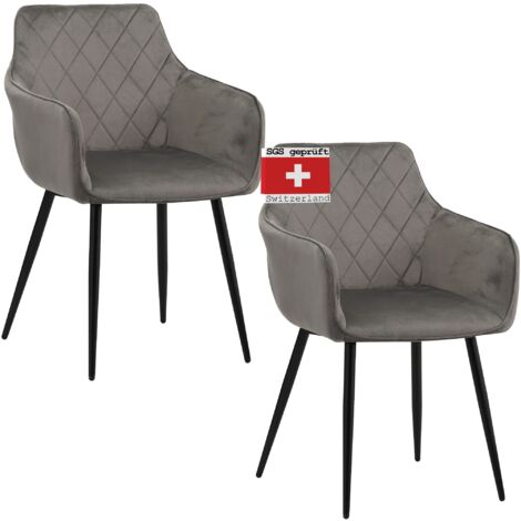 ALBATROS Esszimmerstühle 2er Set SALO, Grau - Modern und Stilvoll, bequemer Polsterstuhl - Eleganter Küchenstuhl, Stuhl Esszimmer oder Esstisch Stuhl im Retro-Look (1/5)