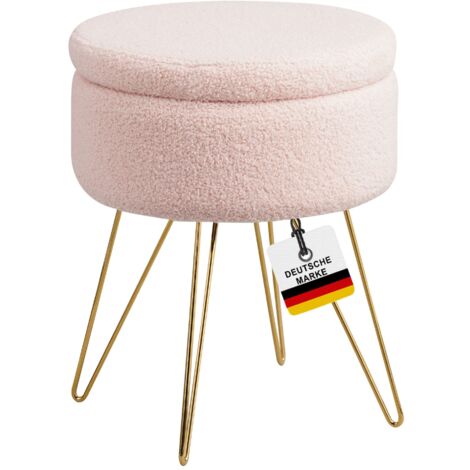Albatros Hocker mit Stauraum Cannes Sitzhocker mit Stauraum, Modernes Design, Edler Sherpa-Bezug Sitztruhe Sitzbank mit Stauraum  optimal als Fußhocker Hocker Schminktisch, Rosa