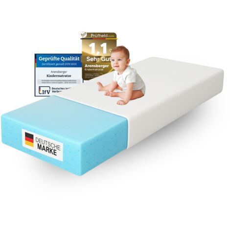 Arensberger Kindermatratze Babymatratze NORA 70x140cm Bezug waschbar & abnehmbar punktelastischer Gelschaum Jugendmatratze, allergikerfreundlich premium Bezug