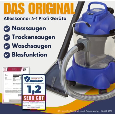 Waschsauger Polster + Teppich HYDRO 7500 - 4in1 Nass Trockensauger - 1200 Watt 20l Volumen 16 kPa Saugleistung - Polsterreiniger Teppichreiniger Reinigungsgerät Professionelle Aufbereitung