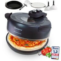 Sommertal PizzaProfi XXL Pizzaofen mit 39cm Steinplatte – Pizza Ofen elektrisch, schnelle 3-Minuten Pizza, bis 380°C – 5-teiliges Set mit Pfanneneinsatz, 2x Pizzaschieber, Schneider, Pizzastein