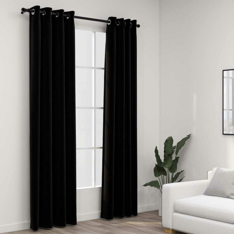 Hommoo Linen-Look Blackout Curtains ...