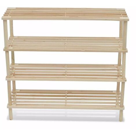 Costway 4 Tier Multifunction Bamboo Shoe Rack Boot Tower Shelf Storage  Organizer Stand